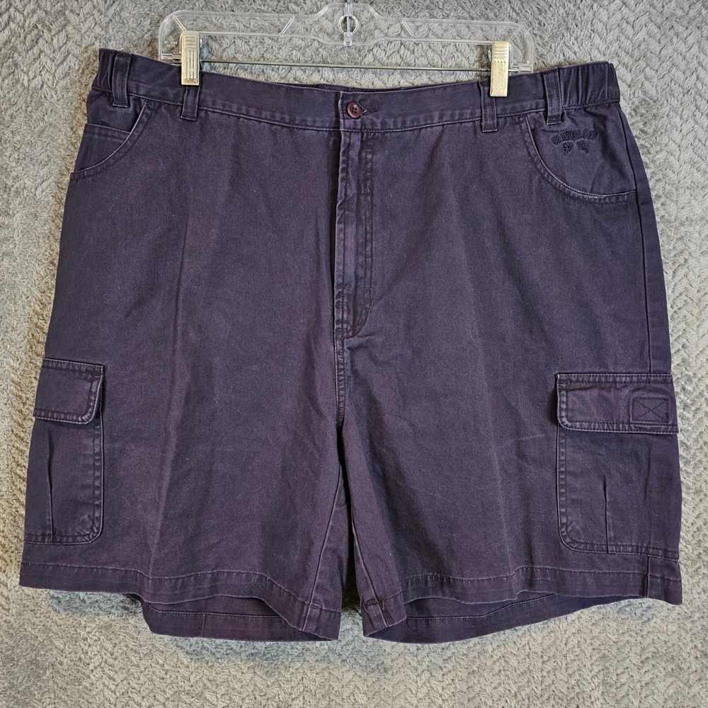 Bamboo Cay Mens 40 Cargo Shorts Navy Purple Cotton Elastic Waist Resortwear 1046